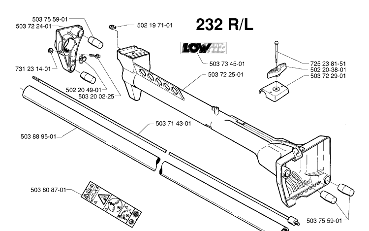 Shaft 2 Diagram and Parts List for 235R 19970500001-19980100000 Husqvarna Brush Cutter