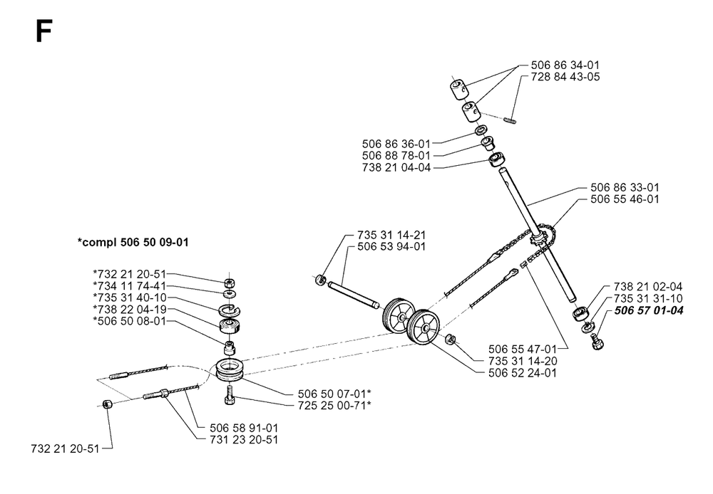 Steering Diagram and Parts List for PF20 1998-10 Husqvarna Lawn Tractor