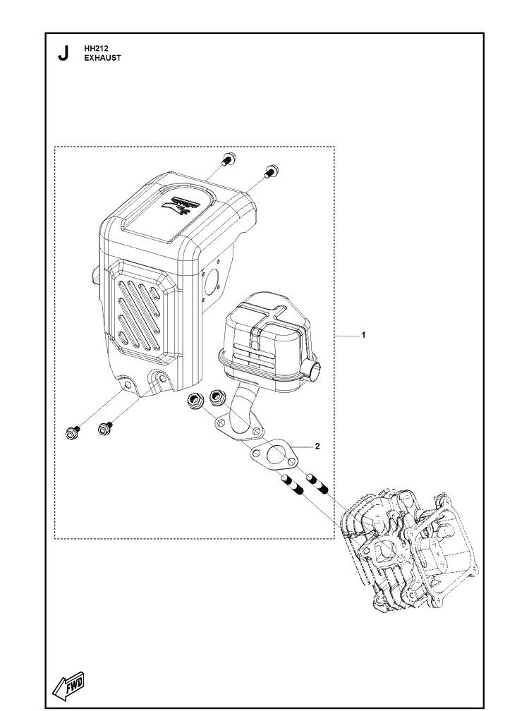 Exhaust Diagram and Parts List for 596210001 2020-05 Husqvarna Engine