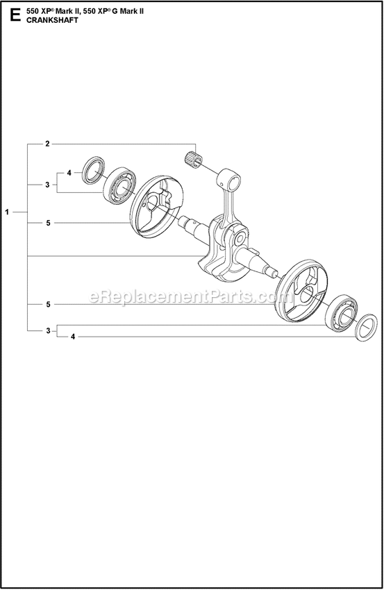 Crankshaft Diagram and Parts List for 550XPGMARKII  Husqvarna Chainsaw