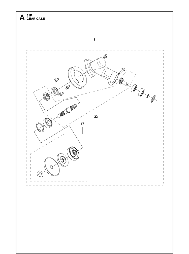 Gear Case Diagram and Parts List for 131R (967843102)(2020-10) Husqvarna Edger