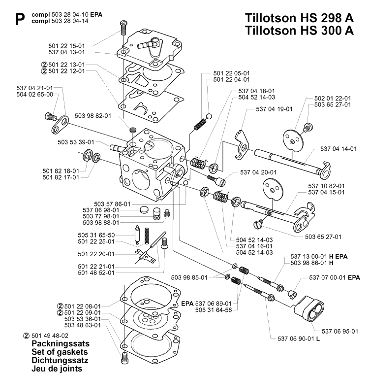 Carburetor Details Diagram and Parts List for 395XP/ (XPG)(20034000001-20051800000) Husqvarna Chainsaw