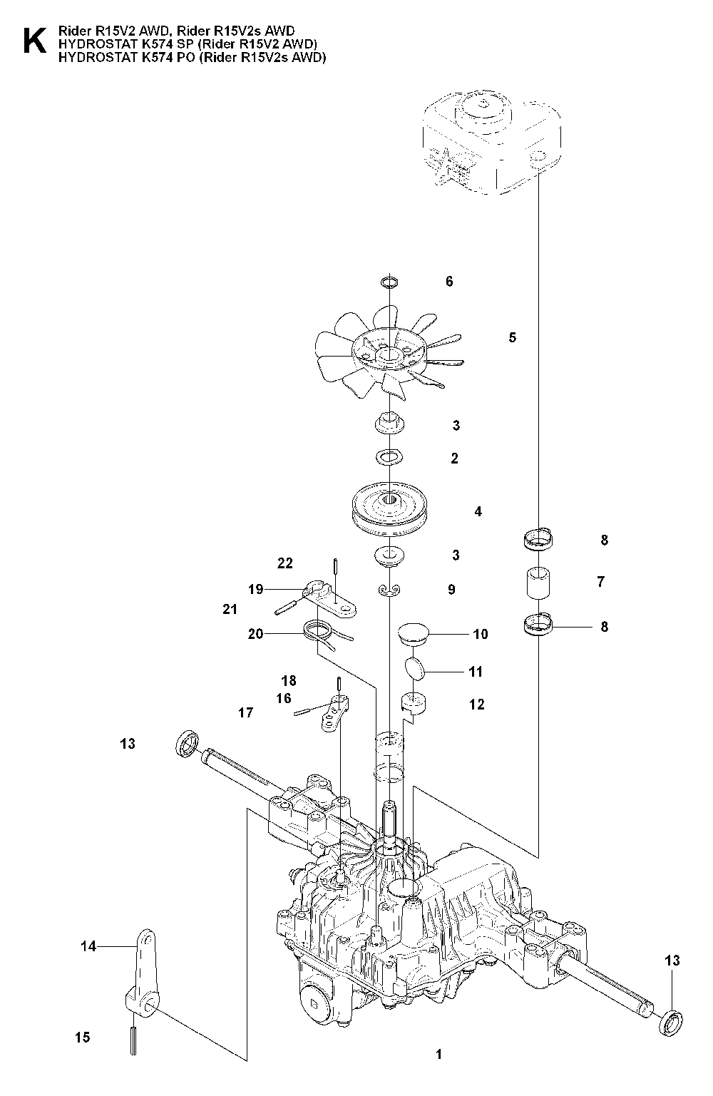 Transmission Diagram and Parts List for RIDER15V2SAWD (965200901)(2009-04) Husqvarna Lawn Tractor