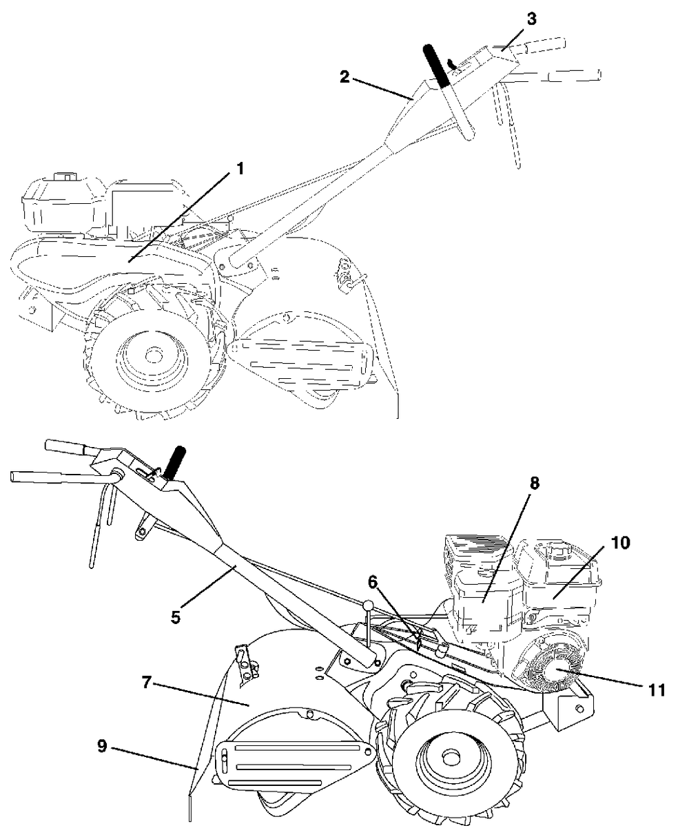 Decals Diagram and Parts List for 650RTT (954329172-B)(2003-08) Husqvarna Tiller
