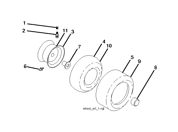 Wheels And Tires Diagram and Parts List for GTH260TWIN (96041004500)(2007-02) Husqvarna Lawn Tractor