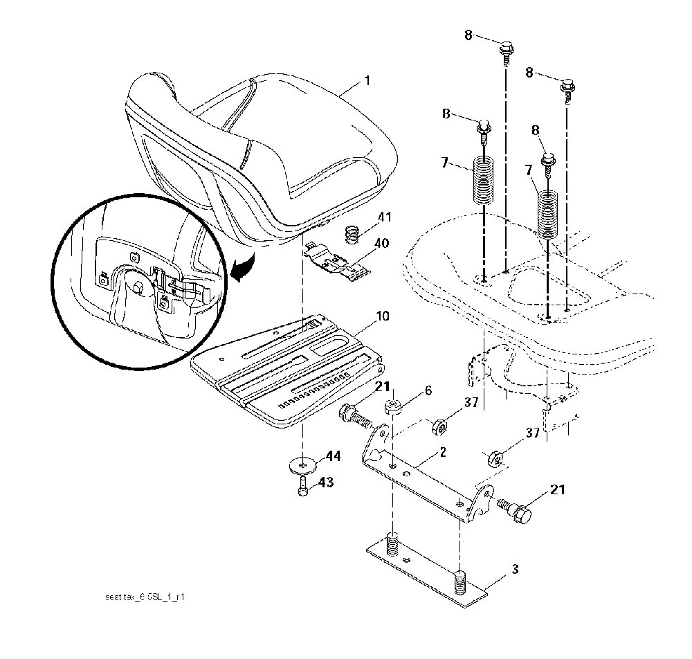Seat Diagram and Parts List for YTH2754T (96041006201)(2008-11) Husqvarna Lawn Tractor