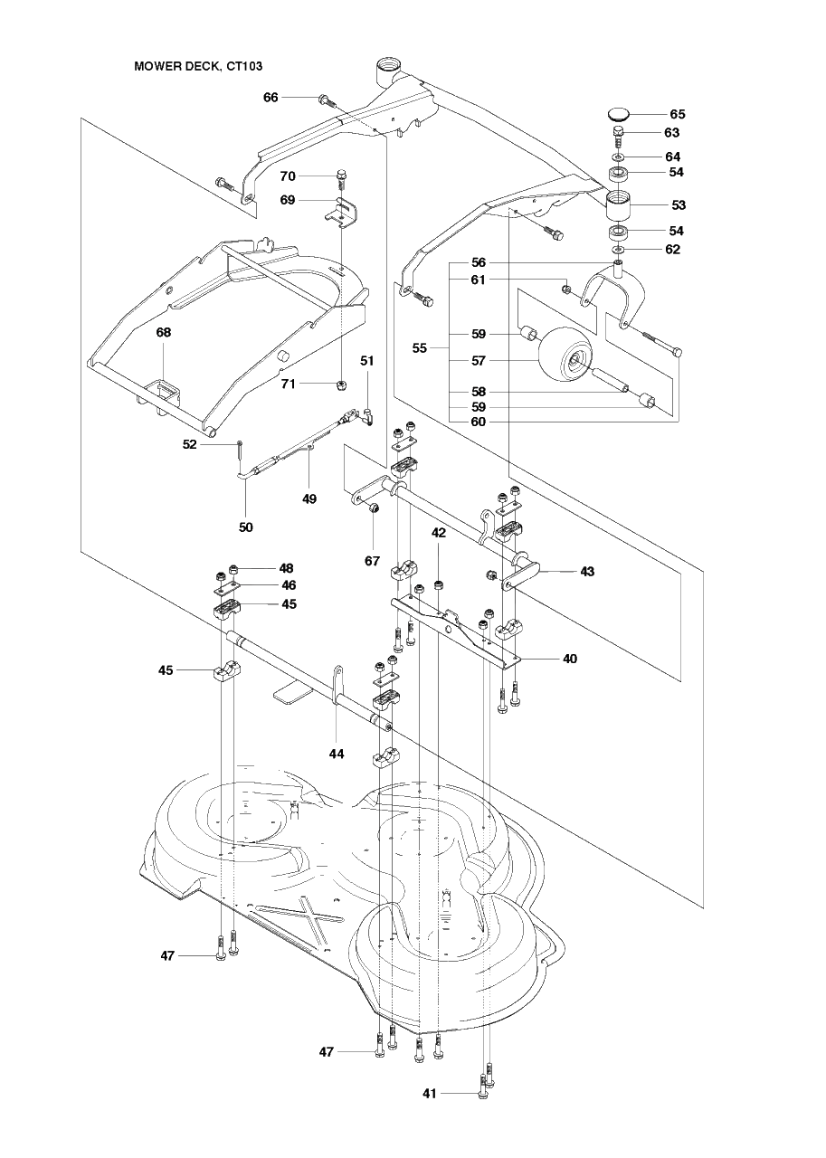 103cm Cutting Deck 3 Diagram and Parts List for PF21 (965192401)(2010-07) Husqvarna Lawn Tractor