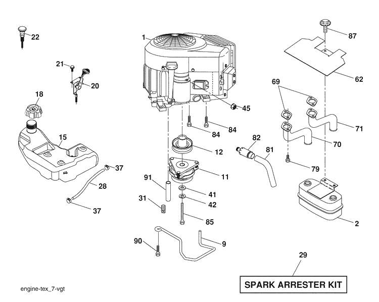 Engine Diagram and Parts List for GTH2648 (96043003002)(2008-02) Husqvarna Lawn Mower