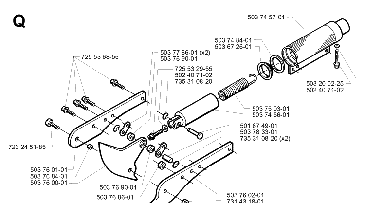 Cutting Equipment Diagram and Parts List for 235P 19970500001-Current Husqvarna Pole Saw