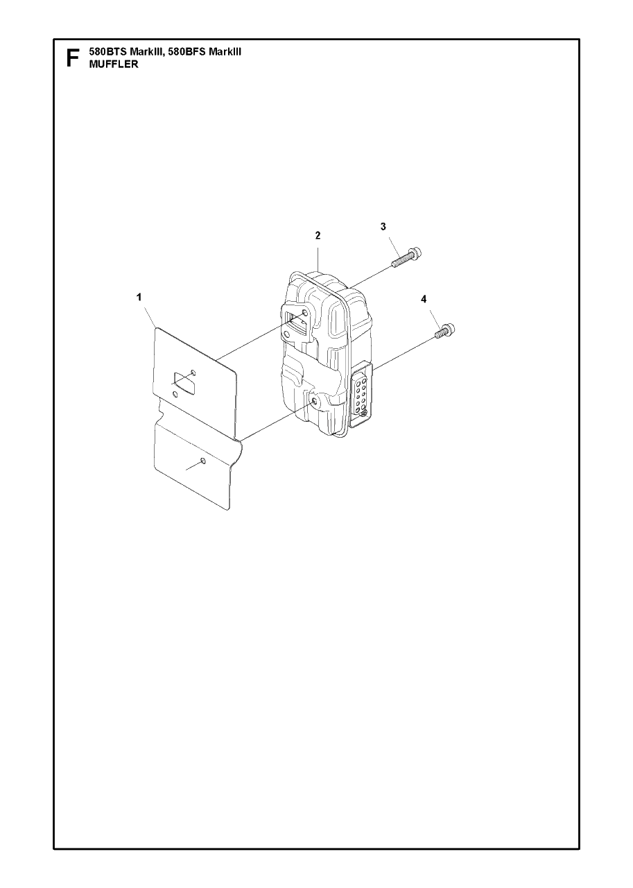 Muffler Diagram and Parts List for 580BFS-BTS Mark III Husqvarna Leaf Blower / Vacuum