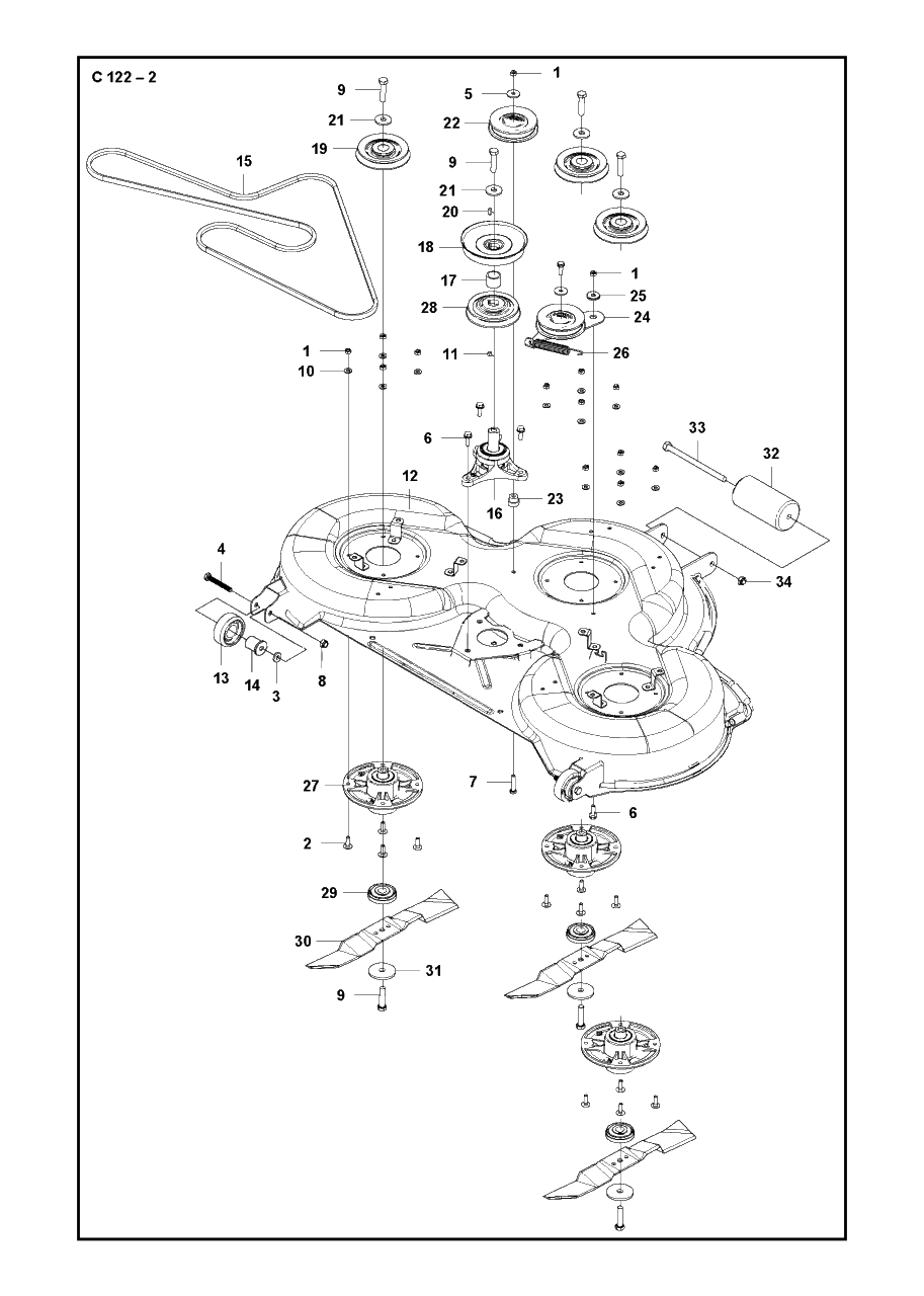 48-Inch/122cm Cutting Deck 3 Diagram and Parts List for C122 2019-01 Husqvarna Lawn Tractor Accessories