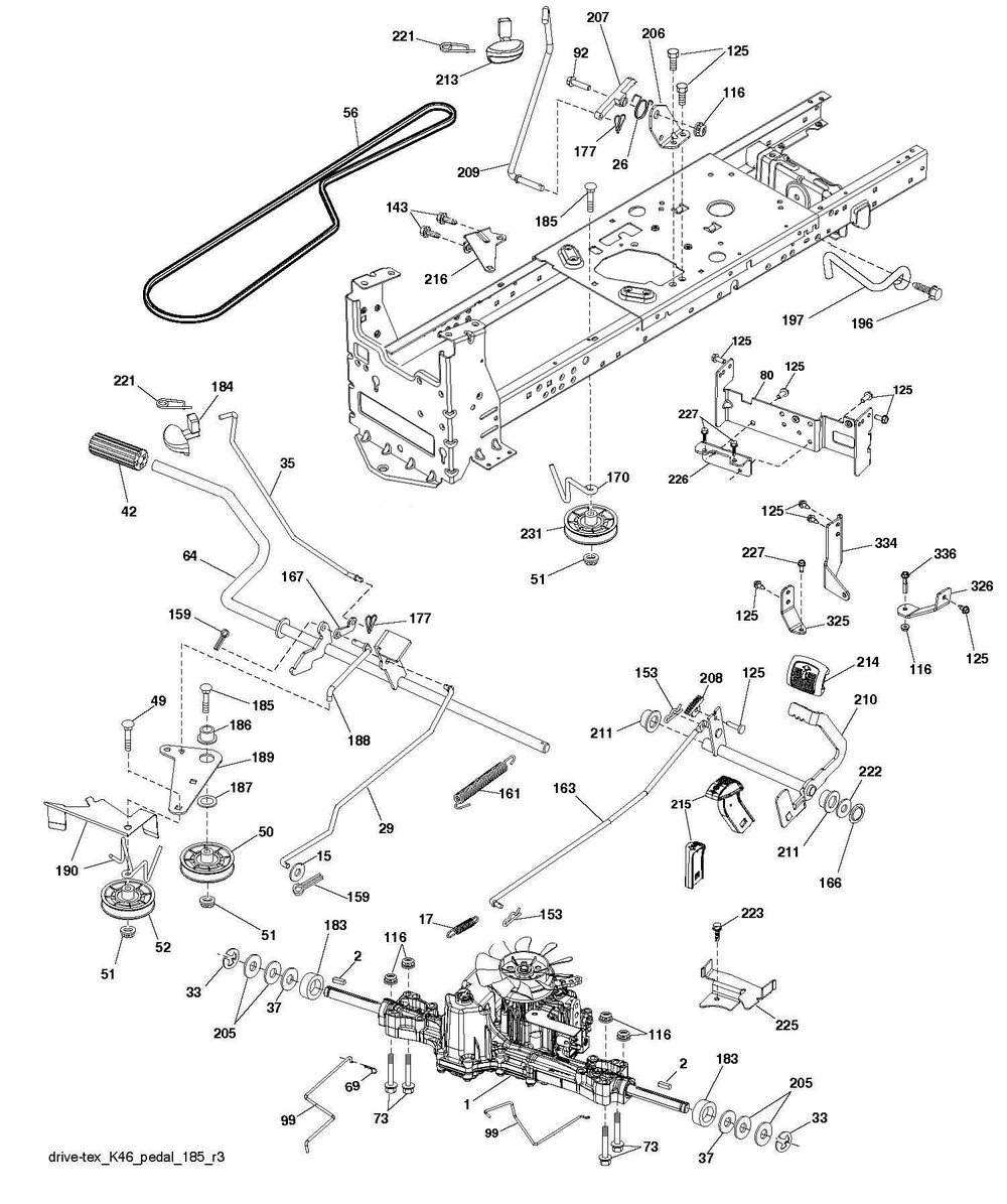 Drive Diagram and Parts List for YTH24V48 2018 Husqvarna Lawn Tractor