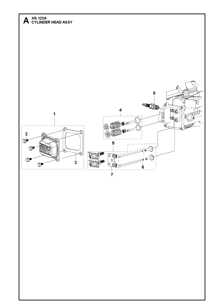 Cylinder Head Assy Diagram and Parts List for 529347201 2021-01 Husqvarna Engine