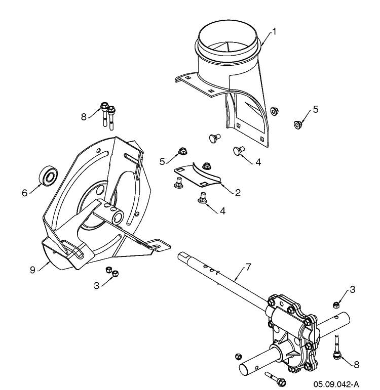 Auger Housing And Impeller 5 Diagram and Parts List for ST224 (96191008705)(2019-03) Husqvarna Snow Blower