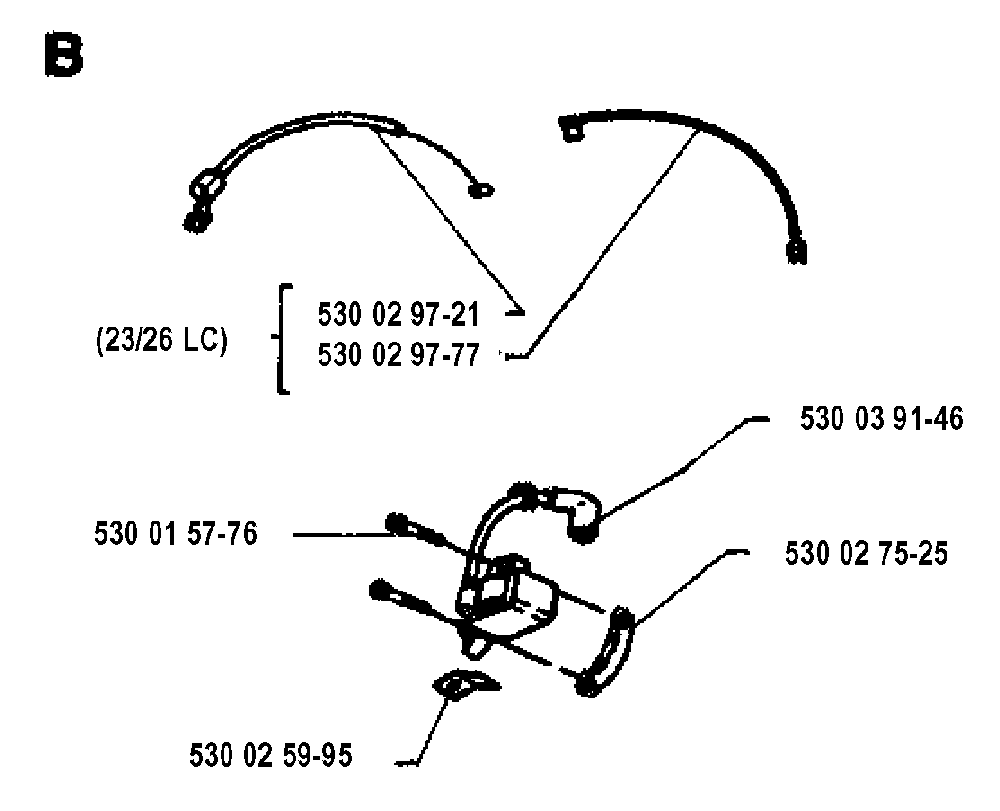 Ignition System Diagram and Parts List for 26L 1993-05 Husqvarna Trimmer