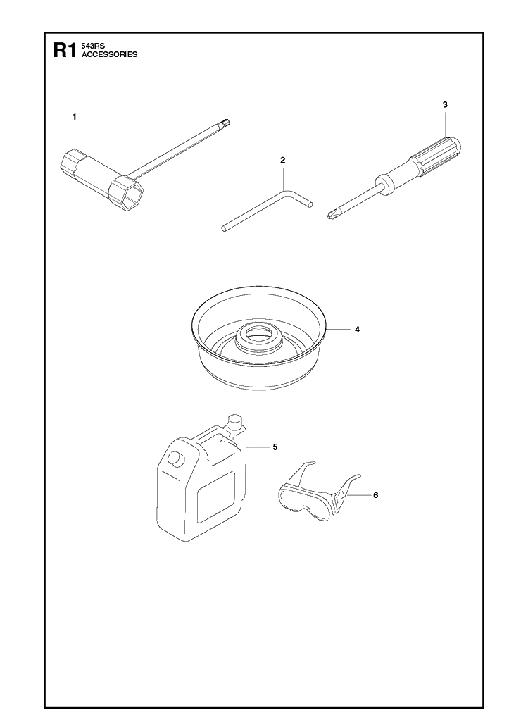 Accessories Diagram and Parts List for 543RS (967348201)(20154400001-20192200000) Husqvarna Brush Cutter