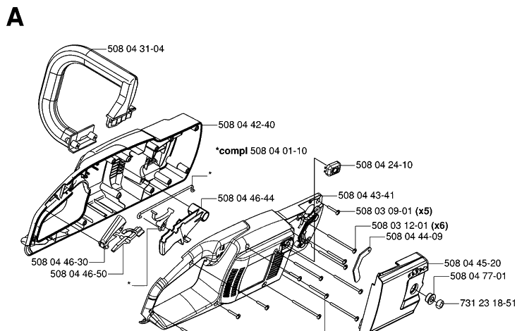 Chassis / Frame Diagram and Parts List for 317 20061900001-Current Husqvarna Chainsaw