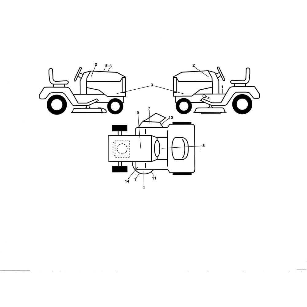 Decals Diagram and Parts List for YT42DXLS-96043020400  Husqvarna Lawn Tractor