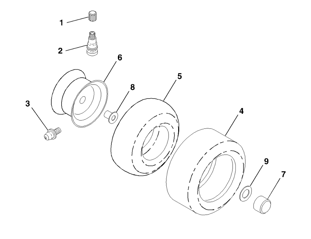 Wheels And Tires Diagram and Parts List for LT125 (954170001-C)(1998-10) Husqvarna Lawn Tractor