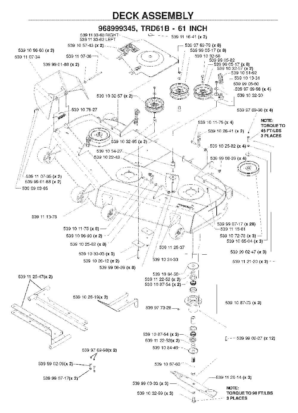 61/155cm Cutting Deck Diagram and Parts List for BZ34C (968999316)(2006-04) Husqvarna Lawn Tractor