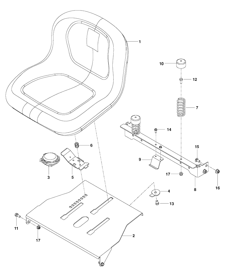Seat Diagram and Parts List for RZ3016CA (966612302)(2013-12) Husqvarna Lawn Mower