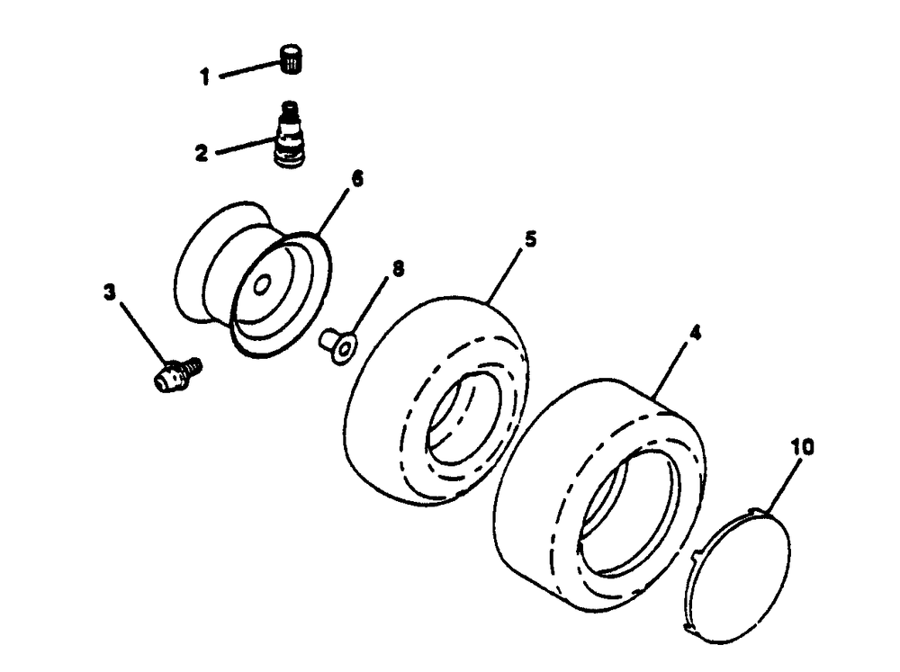 Wheels And Tires Diagram and Parts List for YT160 (954000582-A)(1993-01) Husqvarna Lawn Tractor