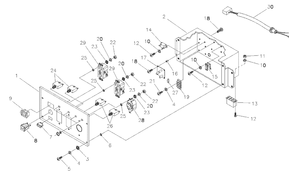 Control Panel Diagram and Parts List for 1935-1  Husqvarna Generator