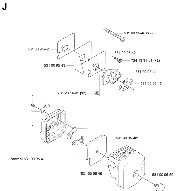 Air Filter Diagram and Parts List for 125BT (TH026D-AC57)(20041800001-Current) Husqvarna Leaf Blower / Vacuum
