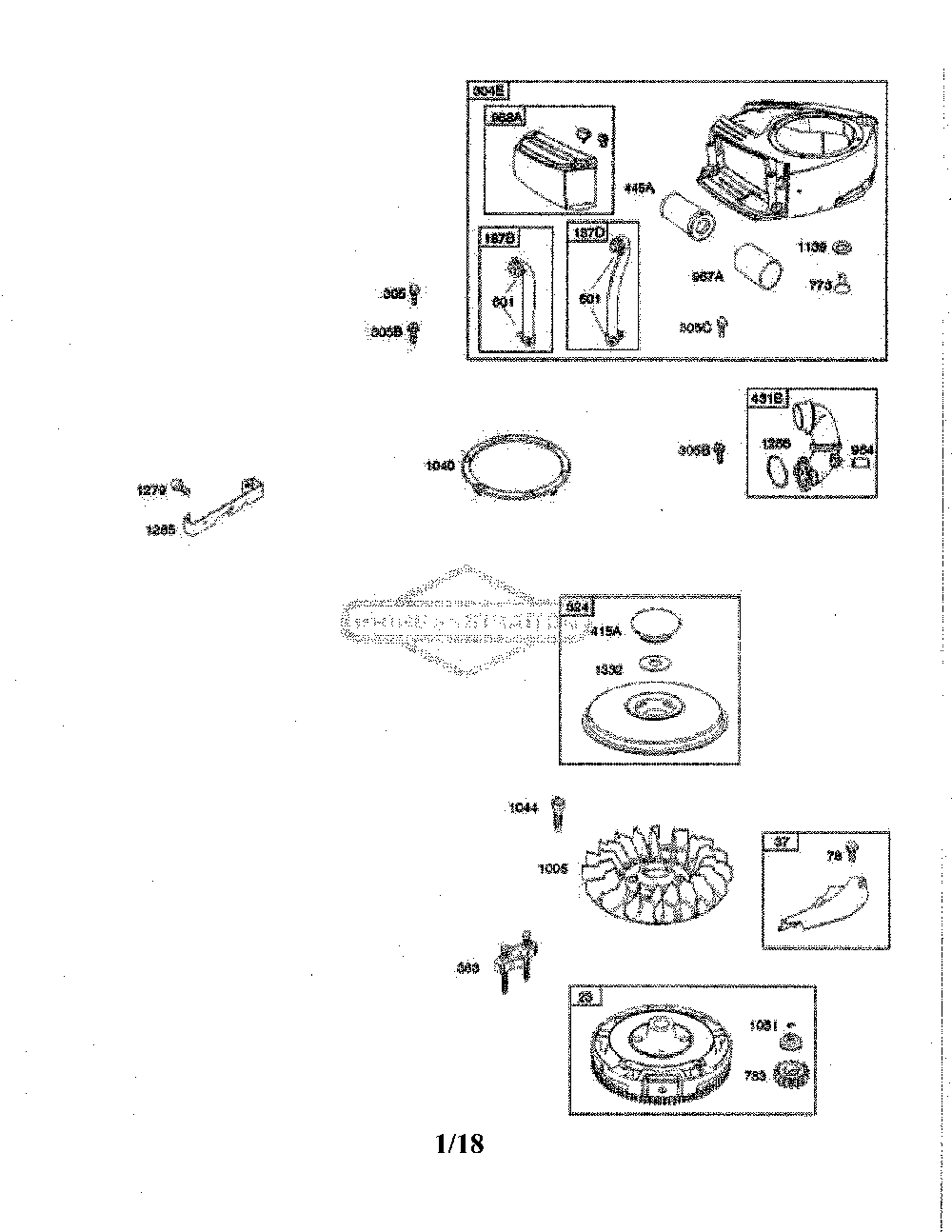 Air cleaner/flywheel Diagram and Parts List for 917243820  Husqvarna Lawn Tractor