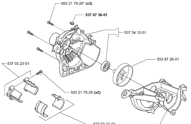 Crankcase Diagram and Parts List for 322R 2000-04 Husqvarna Brush Cutter