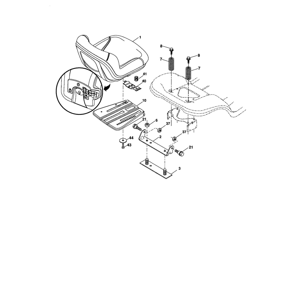 Seat Diagram and Parts List for YTH2246-917287541  Husqvarna Lawn Tractor