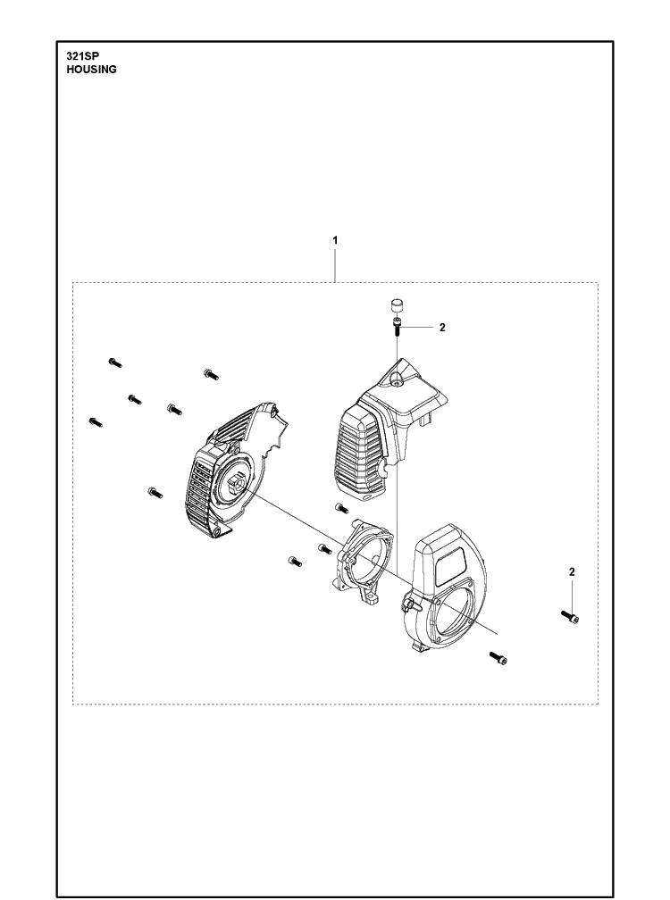 Housing Diagram and Parts List for 321SP  Husqvarna Sprayer