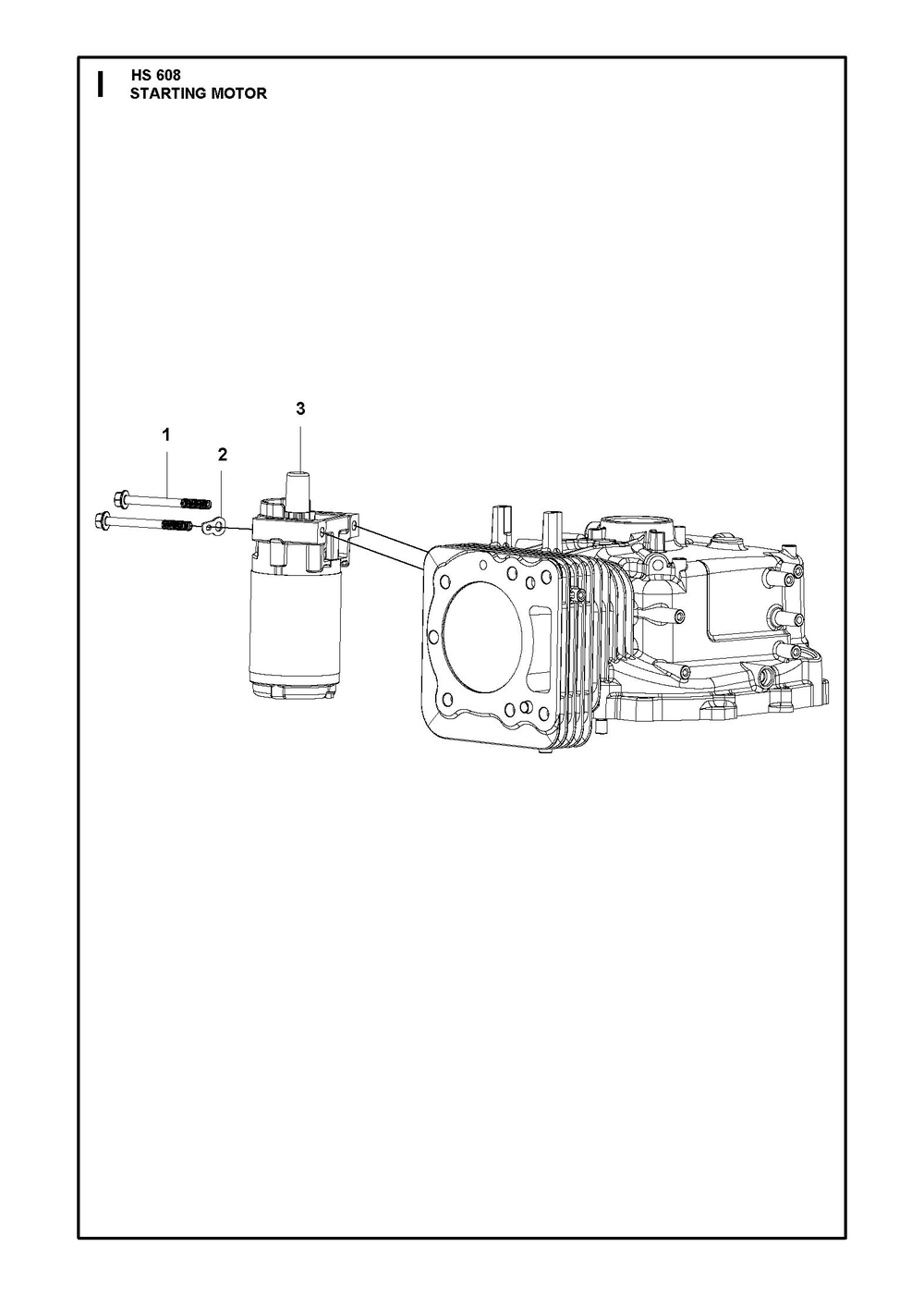 Starting Motor Diagram and Parts List for HS608  Husqvarna Engine