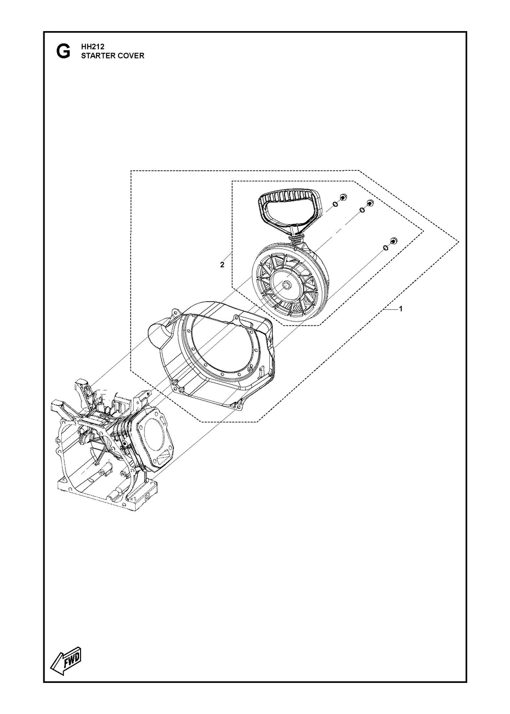 Starter Diagram and Parts List for HH212 596210001-596210002 Husqvarna Engine