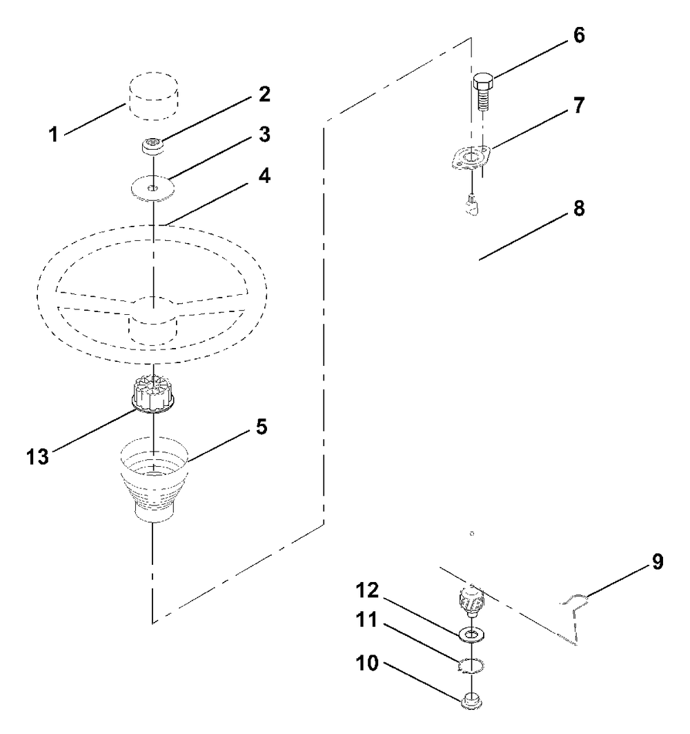 Steering Wheel Diagram and Parts List for LR111 (954001212-A)(1994-07) Husqvarna Lawn Tractor