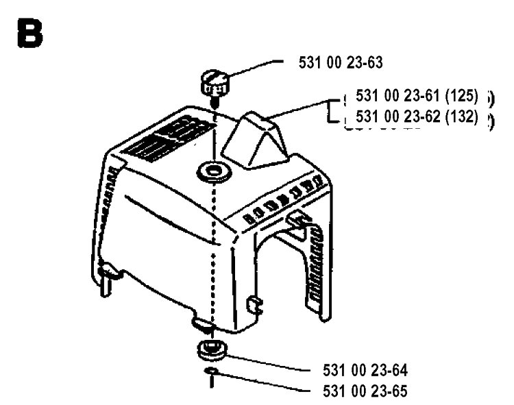Cylinder Cover Diagram and Parts List for 125RB 19931400001-Current Husqvarna Brush Cutter