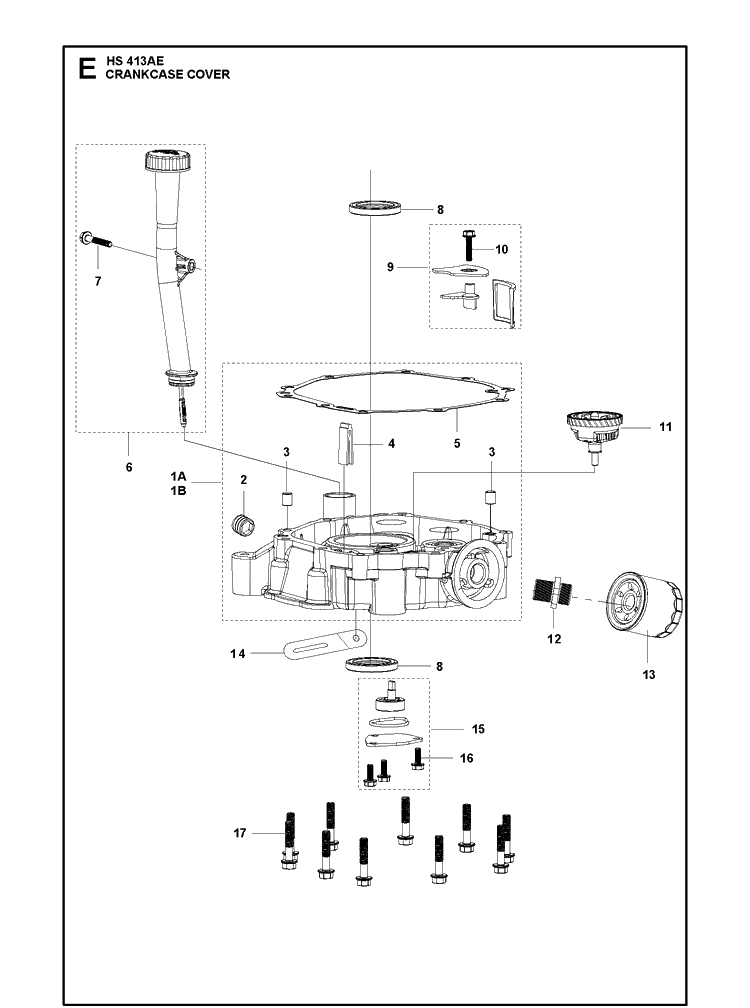 Crankcase Cover Diagram and Parts List for 529666001 2021-01 Husqvarna Engine