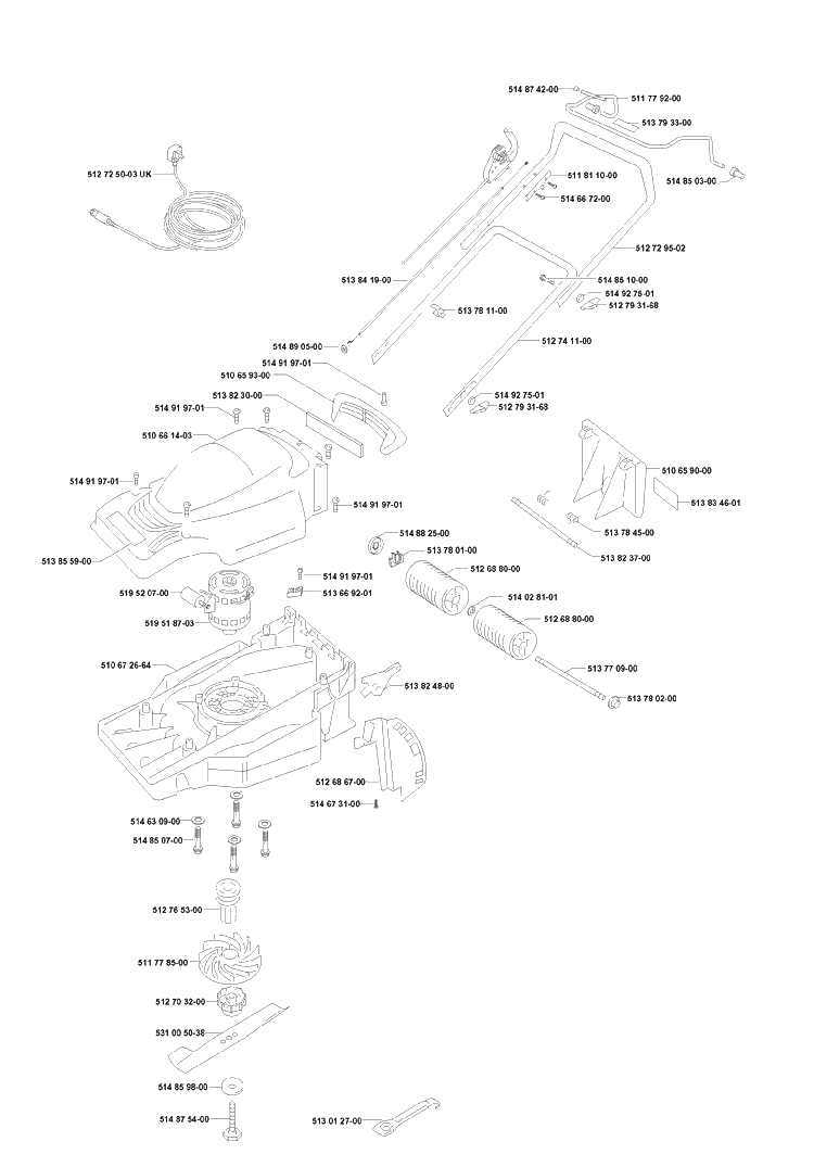 Frame And Engine 5 Diagram and Parts List for 43EL ROYAL Husqvarna Lawn Mower