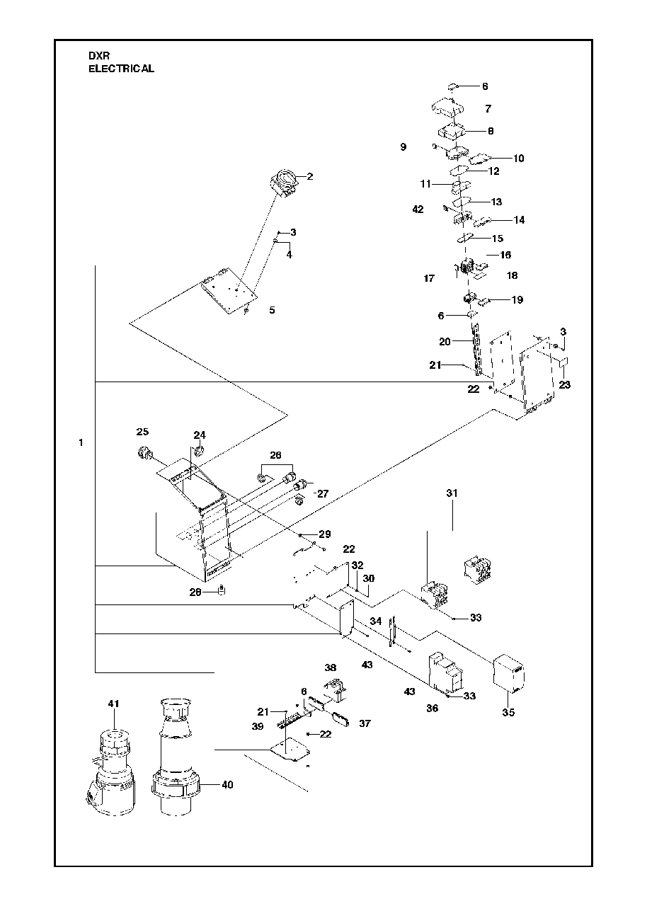 Electrical, Valid For Machine 114 And Forward Diagram and Parts List for DXR310 (44 & Above)(2013-08) Husqvarna Demolition Hammer