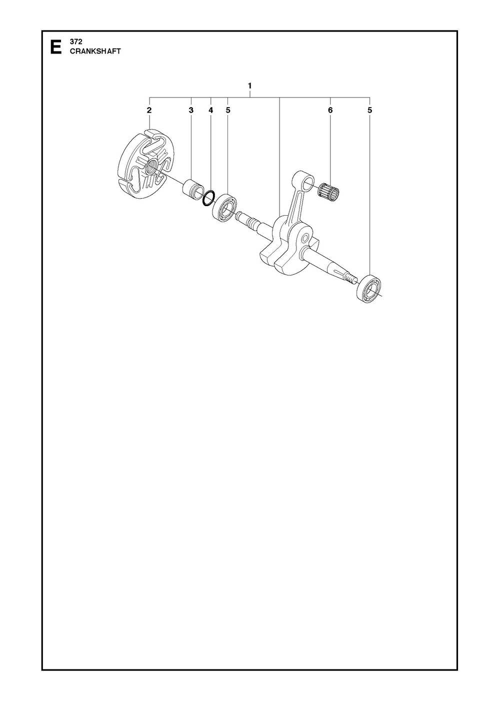 Crankshaft Diagram and Parts List for 372XP-372XPG 372 XP W - 372 XP GW Husqvarna Chainsaw