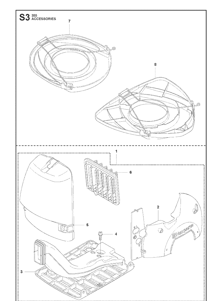 Accessories Diagram and Parts List for 355FX 20082700001-20192999999 Husqvarna Brush Cutter