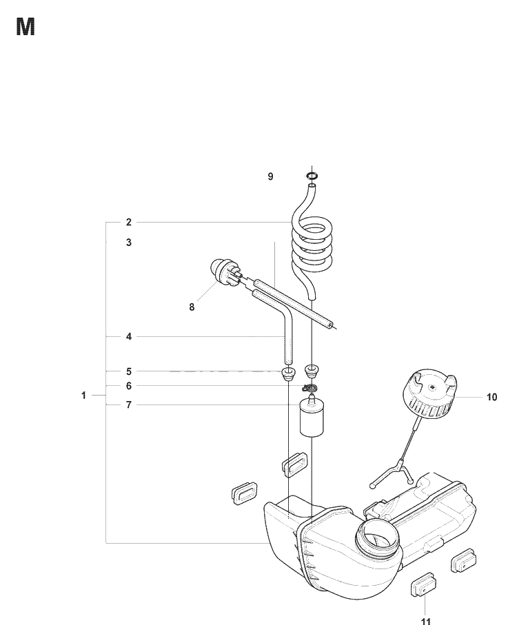 Fuel Tank Diagram and Parts List for 327LX 20080900001-Current Husqvarna Edger