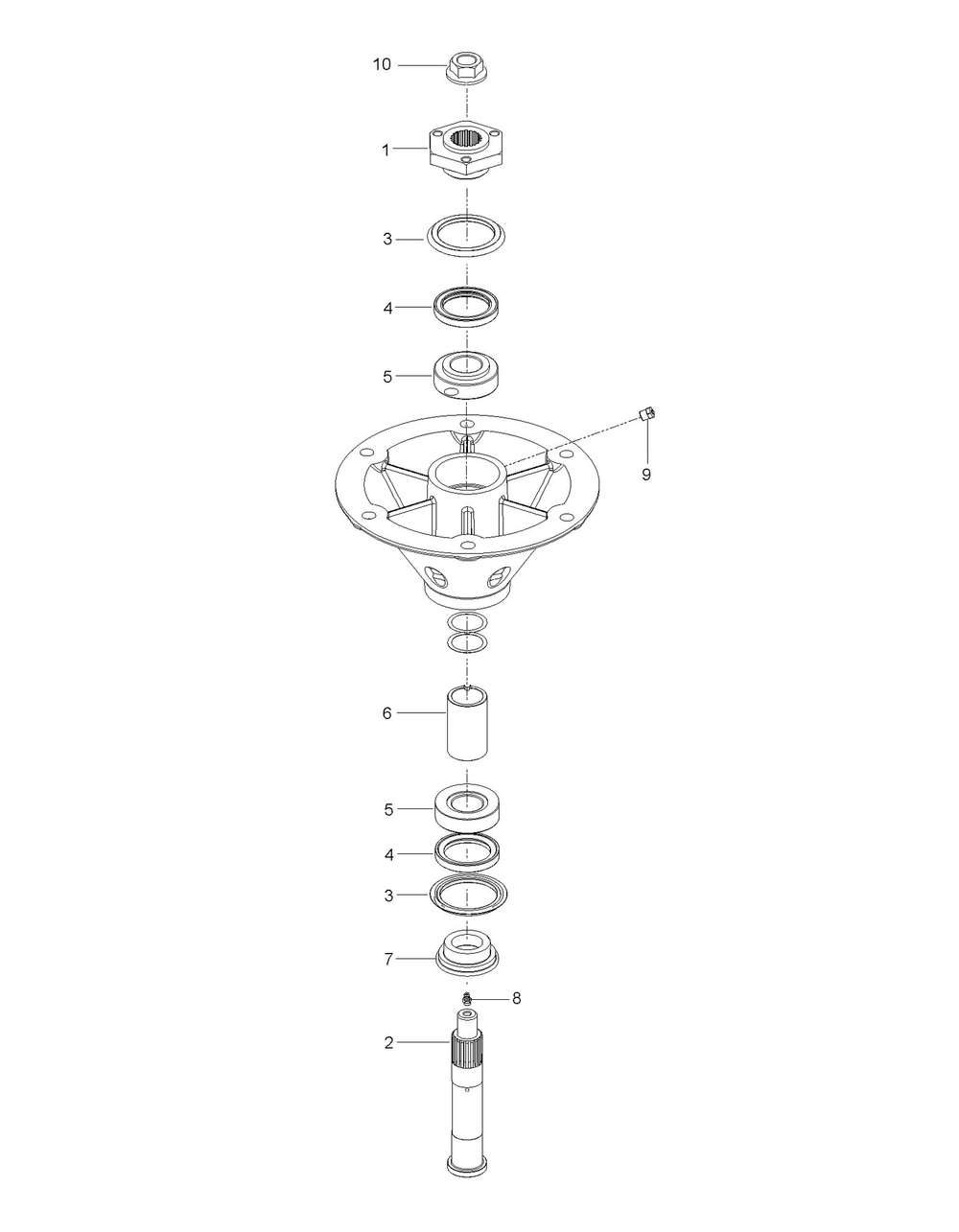 Spindle Diagram and Parts List for V554X  Husqvarna Lawn Tractor