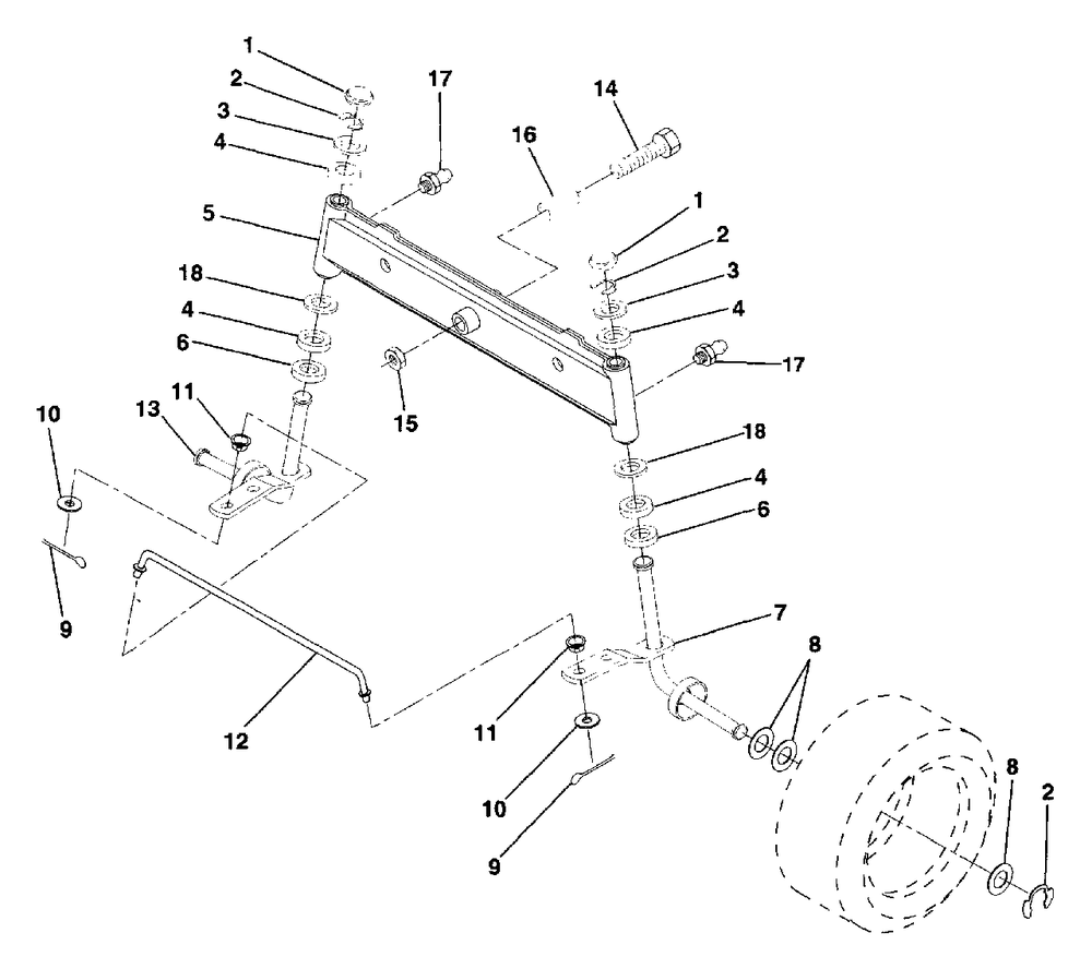 Front Axle Diagram and Parts List for LR12 (954002701-B)(1994-10) Husqvarna Lawn Tractor
