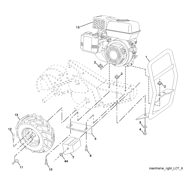 Mainframe, Right Side Diagram and Parts List for TR317 (96093003001)(2017-11) Husqvarna Cultivator