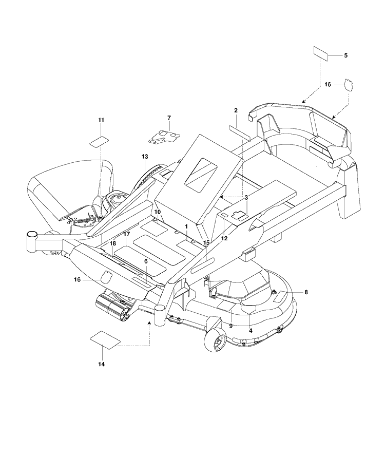 Decals Diagram and Parts List for MZ54S (96733410100)(2016-12) Husqvarna Lawn Mower