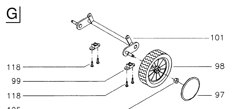Wheels And Tires Diagram and Parts List for ROYAL53 1998-11 Husqvarna Lawn Mower