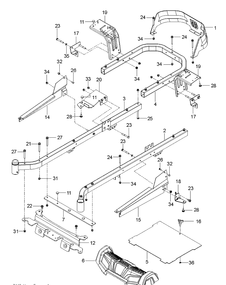 Frame 2 Diagram and Parts List for Z142 (96792460100)(2018-09) Husqvarna Lawn Mower
