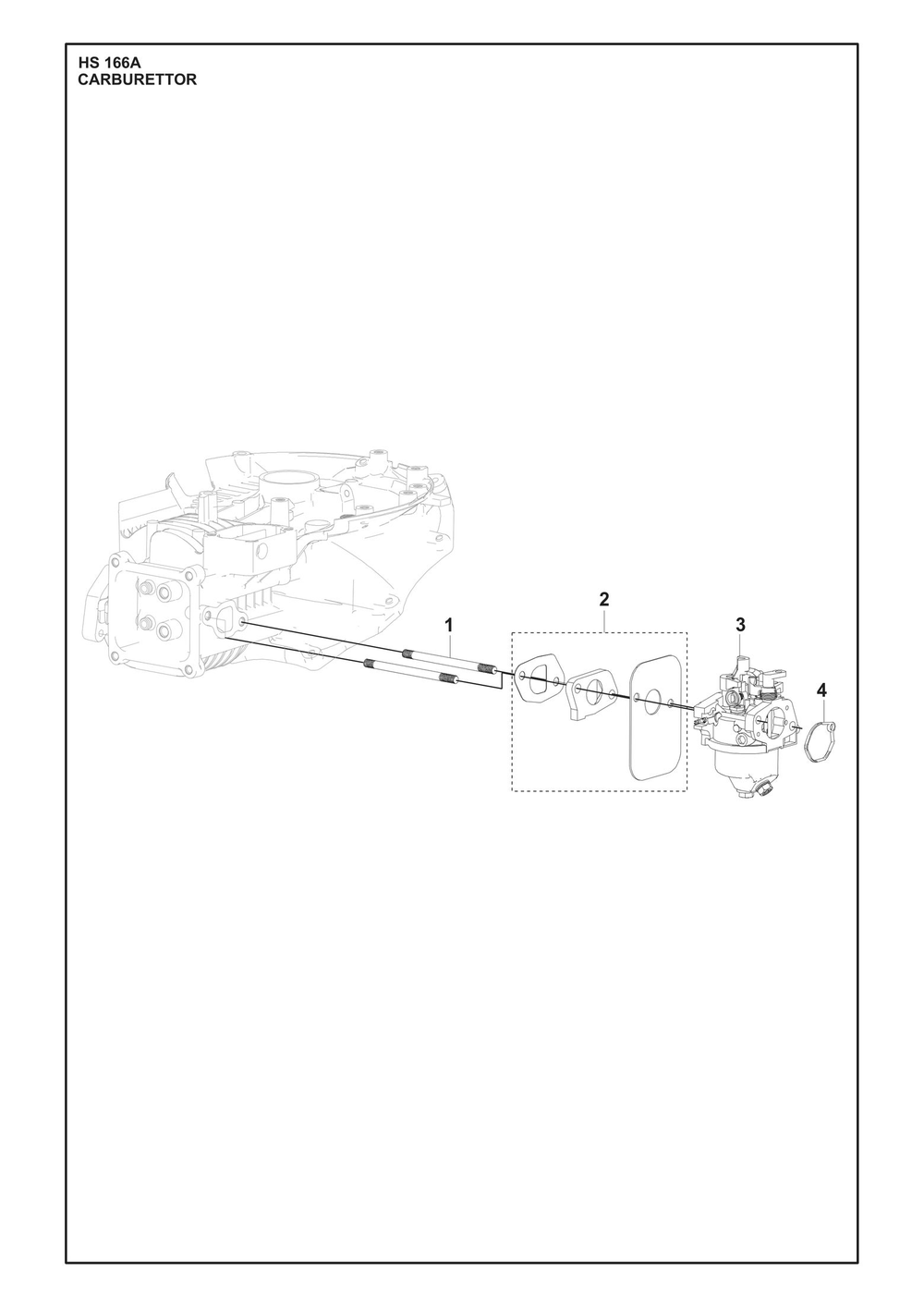 Carburetor Diagram and Parts List for HS166A  Husqvarna Engine