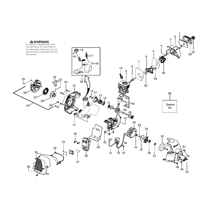 Engine Diagram and Parts List for 125LDX (545014337)(20103100001-Current) Husqvarna Edger